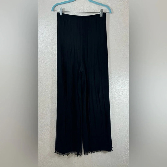 Tadashi Collection 100% Silk Chiffon Overlay Black Pants Women’s 6 Date Night - Picture 1 of 12